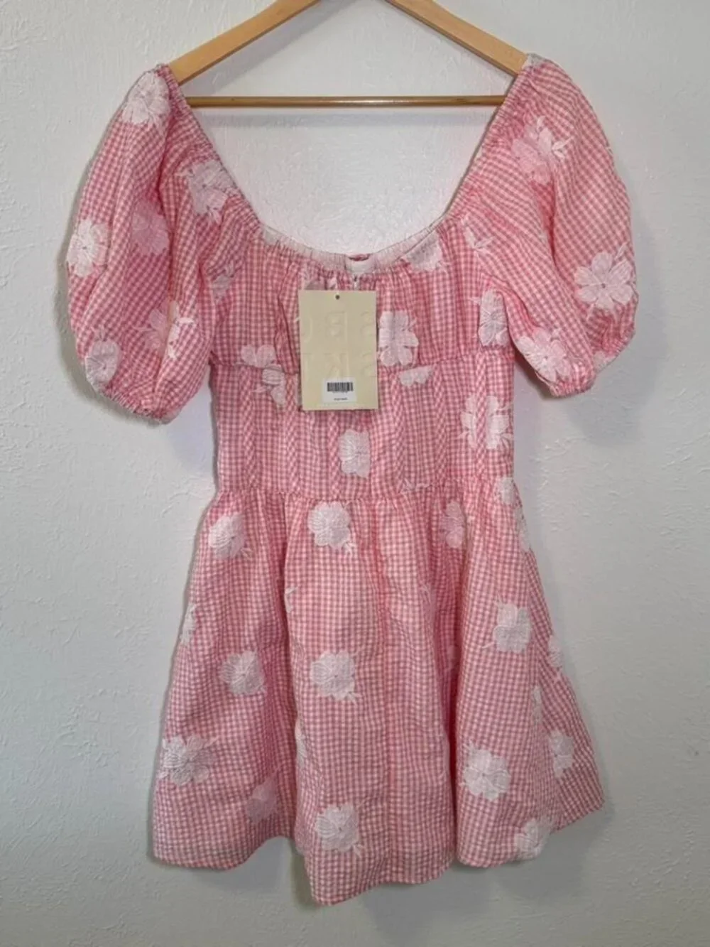 SABO SKIRT NWT Shaye Dress White Red Gingham Feminine Mini Dress Size Medium - Picture 7 of 8
